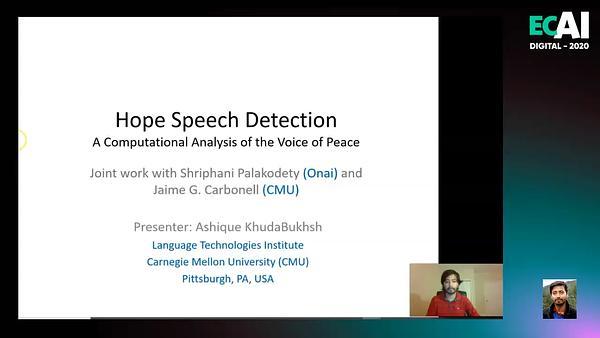 Hope Speech Detection: A Computational Analysis of the Voice of Peace