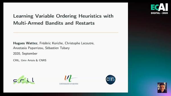 Learning Variable Ordering Heuristics with Multi-Armed Bandits and Restarts