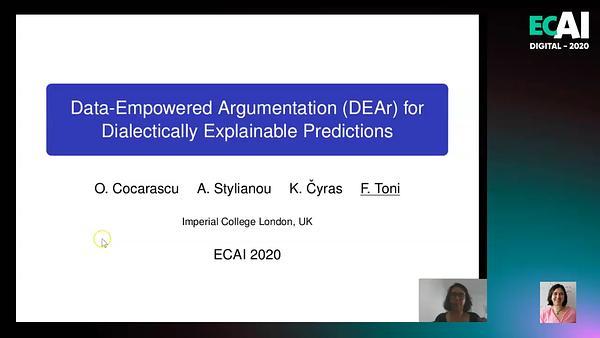 Data-Empowered Argumentation (DEAr) for  Dialectically Explainable Predictions