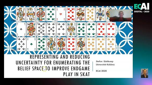 Representing and Reducing Uncertainty for Enumerating the Belief Space to Improve Endgame Play in Skat