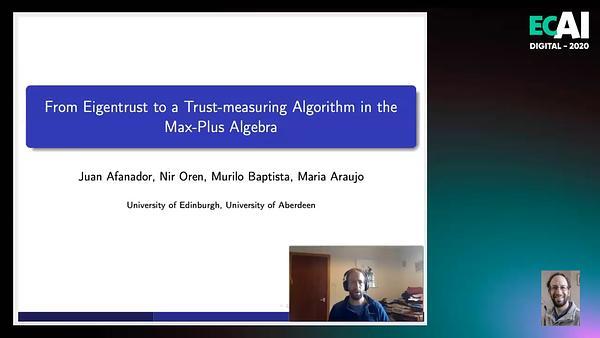 From Eigentrust to a Trust-measuring algorithm in the Max-Plus Algebra