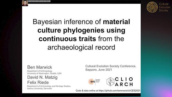 Bayesian inference of technological phylogenies using continuous traits from the archaeological record