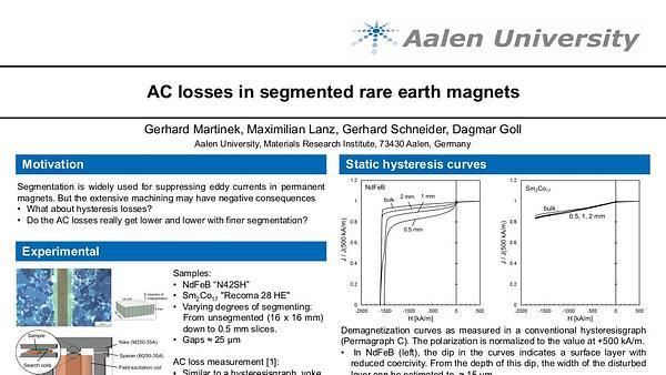 AC losses in segmented rare earth magnets