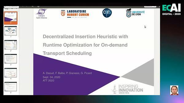 Decentralized Insertion Heuristic with Runtime Optimization for On-demand Transport Scheduling