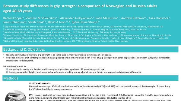 Between-study differences in grip strength: a comparison of Norwegian and Russian adults aged 40-69 years