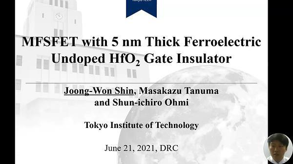 MFSFET with 5 nm Thick Ferroelectric Undoped HfO2 Gate Insulator