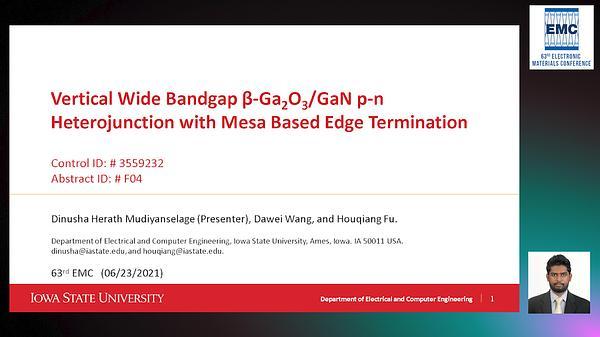 Vertical Wide Bandgap β-Ga2O3/GaN p-n Heterojunction with Mesa Based Edge Termination