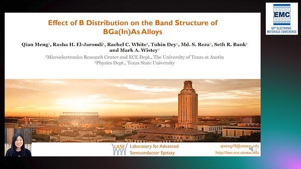 Effect of B Distribution on the Band Structure of BGa(In)As Alloys