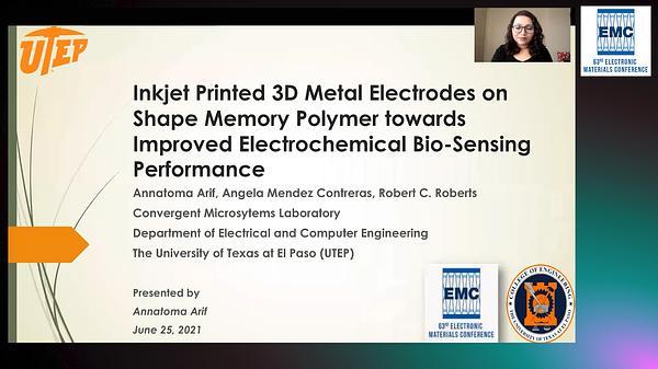 Inkjet Printed 3D Metal Electrodes on Shape Memory Polymer Towards Improved Electrochemical Bio-Sensing Performance