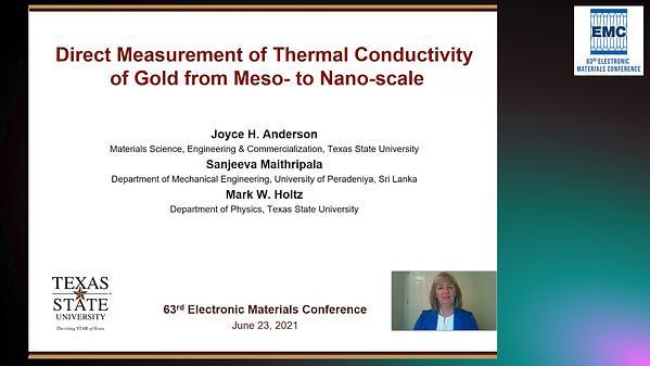 Direct Measurement of Thermal Conductivity of Gold from Meso- to Nano-Scale