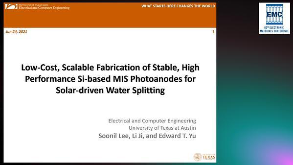 Low-Cost, Scalable Fabrication of Stable, High Performance Si-Based Metal-Insulator-Semiconductor Photoelectrodes for Solar-Driven Water Splitting