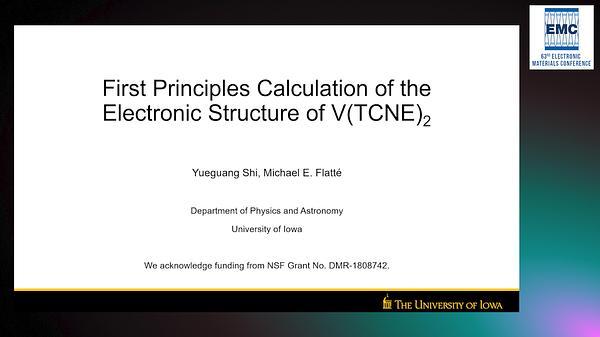 First Principles Calculation of the Electronic Structure of V(TCNE)2