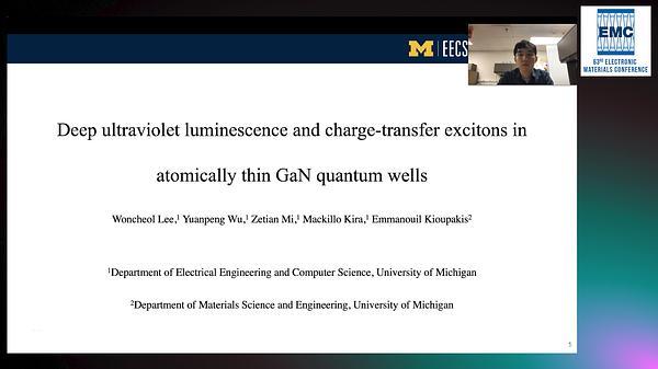 Deep Ultraviolet Luminescence and Charge-Transfer Excitons in Atomically Thin GaN Quantum Wells