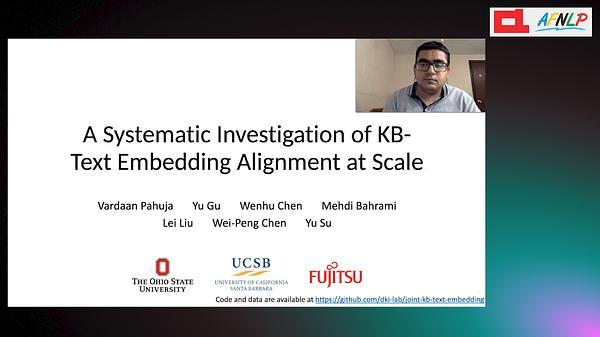 A Systematic Investigation of KB-Text Embedding Alignment at Scale