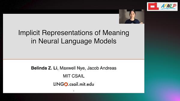 Implicit Representations of Meaning in Neural Language Models
