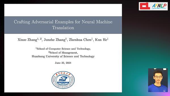 Crafting Adversarial Examples for Neural Machine Translation