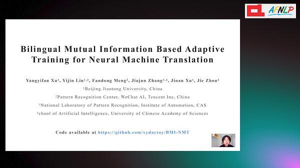Bilingual Mutual Information Based Adaptive Training for Neural Machine Translation