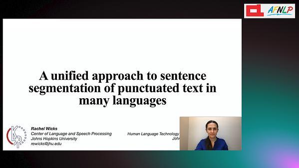 A unified approach to sentence segmentation of punctuated text in many languages