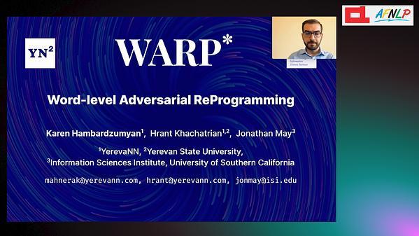WARP: Word-level Adversarial ReProgramming