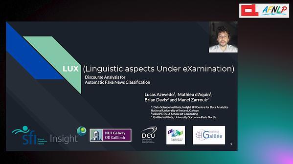 LUX (Linguistic aspects Under eXamination): Discourse Analysis for Automatic Fake News Classification
