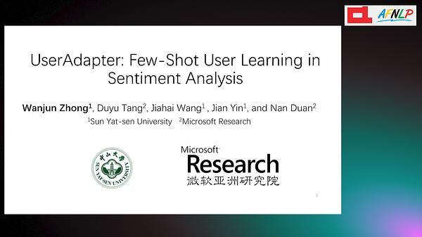 UserAdapter: Few-Shot User Learning in Sentiment Analysis