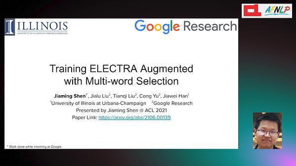 Training ELECTRA Augmented with Multi-word Selection