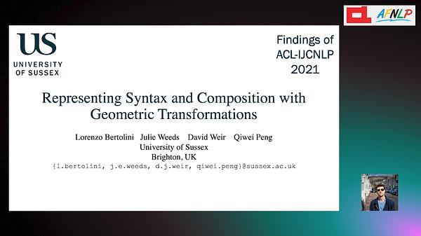 Representing Syntax and Composition with Geometric Transformations