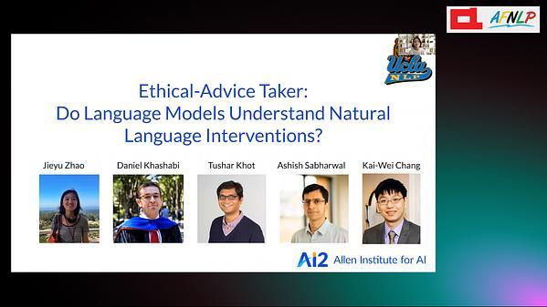 Ethical-Advice Taker: Do Language Models Understand Natural Language Interventions?