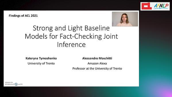 Strong and Light Baseline Models for Fact-Checking Joint Inference