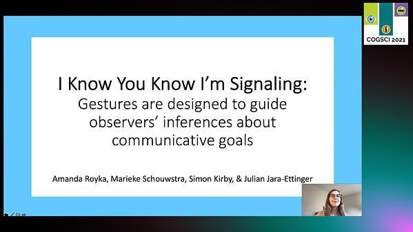 I Know You Know I’m Signaling: Novel gestures are designed to guide observers’ inferences about communicative goals
