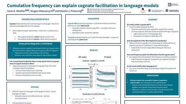Cumulative frequency can explain cognate facilitation in language models