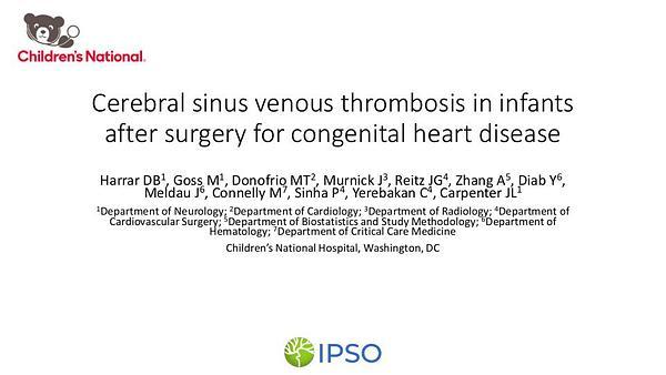 Cerebral venous sinus thrombosis in infants after surgery for congenital heart disease