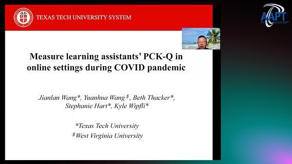 Measure student assistants’ PCK-Q in online settings during COVID pandemic