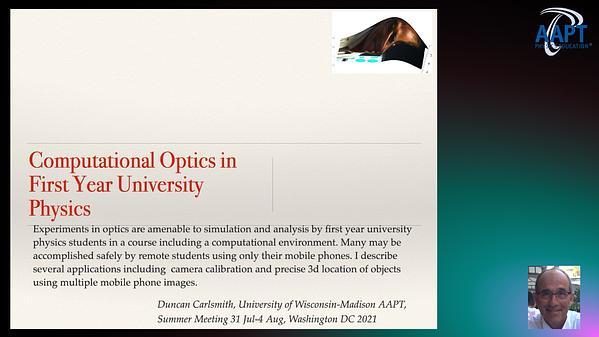 Computational optics in first year university physics