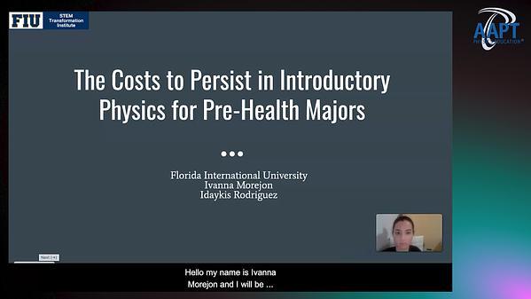 The Costs to Persist in Introductory Physics for Pre-Health Majors