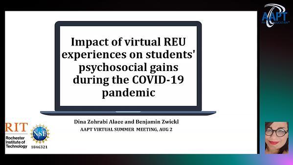 Impact of virtual REU experiences on sense-of-belonging and identity.