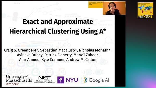 Exact and Approximate Hierarchical Clustering Using A*