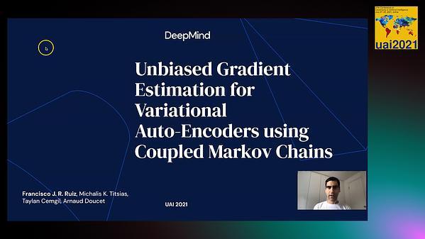 Unbiased Gradient Estimation for Variational Auto-Encoders using Coupled Markov Chains