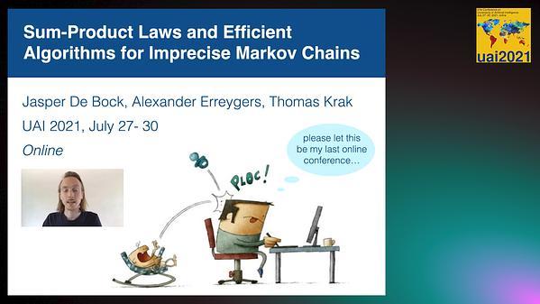 Sum-Product Laws and Efficient Algorithms for Imprecise Markov Chains