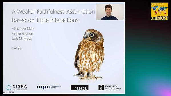 A Weaker Faithfulness Assumption based on Triple Interactions