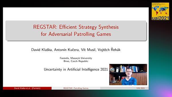 Efficient Strategy Synthesis for Adversarial Patrolling Games