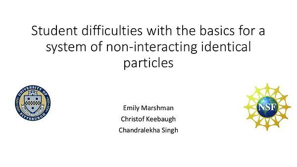 Student difficulties with the basics for a system of non-interacting identical particles