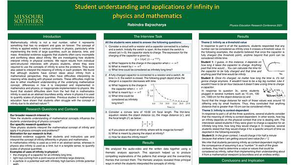Student understanding and applications of infinity in physics and mathematics