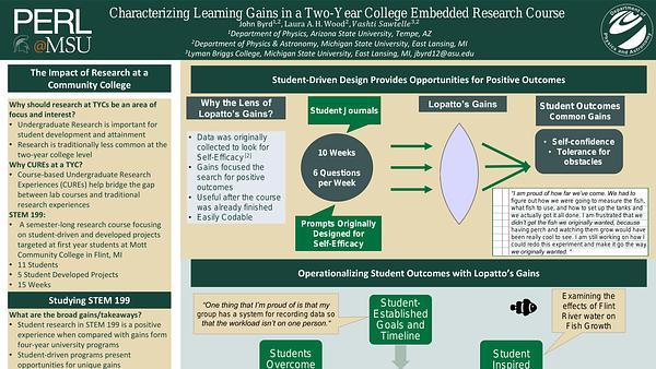 Characterizing Learning Gains in a Two-Year College Embedded Research Course