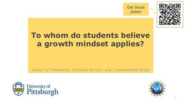 To whom do students believe a growth mindset applies?