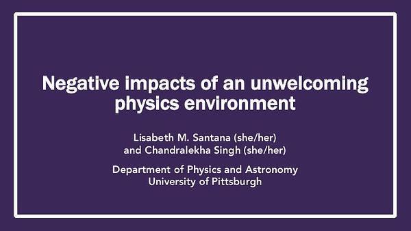 Negative impacts of an unwelcoming physics environment on undergraduate women