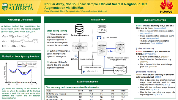 Not Far Away, Not So Close: Sample Efficient Nearest Neighbour Data Augmentation via MiniMax