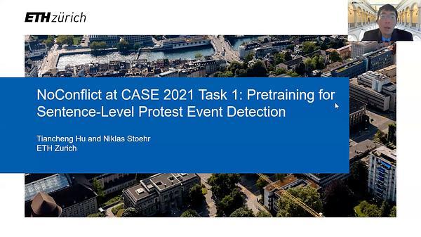 Team “NoConflict” at CASE 2021 Task 1: Pretraining for Sentence-Level Protest Event Detection