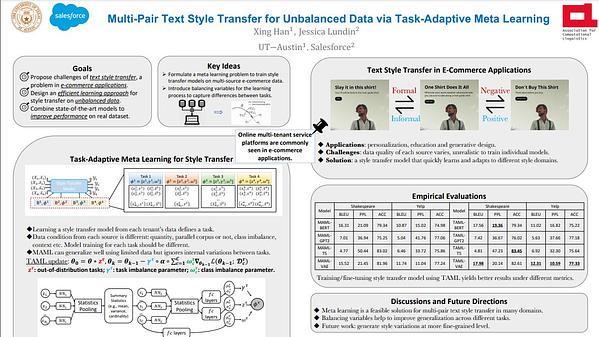 Multi-Pair Text Style Transfer for Unbalanced Data via Task-Adaptive Meta-Learning