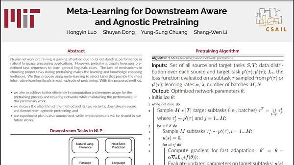 Meta-learning for downstream aware and agnostic pretraining